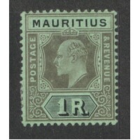Mauritius: 1910 KEVII 1R Black/Green Single Stamp SG 192 MLH #BR379