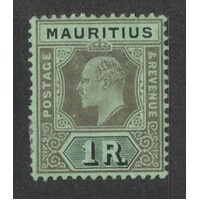 Mauritius: 1910 KEVII 1R Black/Green Single Stamp SG 192 MLH #BR379