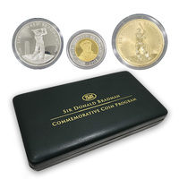 Australia 2001 Sir Donald Bradman Commemorative Gold Silver Bronze 3-Coin Set