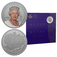 Canada 2022 Remembering Queen Elizabeth II ¼ oz. Pure Silver Coloured $25 Coin