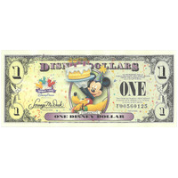 USA 2009 Disney Dollars: Birthday Party Mickey & Pluto $1 UNC Banknote