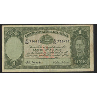 Commonwealth of Australia 1952 £1 Banknote Coombs/Wilson R32 gFine #P-64