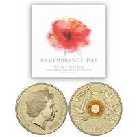 Australia 2015 Remembrance Day $2 Coloured Coin 'C' mmk in Folder