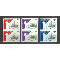 Norfolk Island 1986 Christmas Set/3 Stamps in Imperf Vertical Pairs MUH 29-15