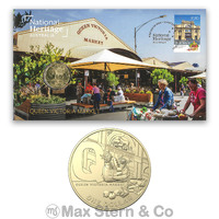 Australia 2021 Queen Victoria Market National Heritage Stamp & $1 UNC Coin Cover - PNC