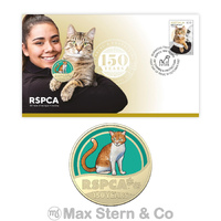 Australia 2021 RSPCA 150 Years Cat Stamp & $1 UNC Coin Cover - PNC