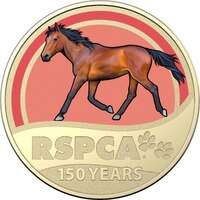 Australia 2021 RSPCA 150 Years Horse $1 Coloured UNC Coin Carded