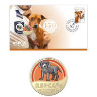 Australia 2021 RSPCA 150 Years Dog Stamp & $1 UNC Coin Cover - PNC
