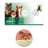 Australia 2021 RSPCA 150 Years Horse Stamp & $1 UNC Coin Cover - PNC