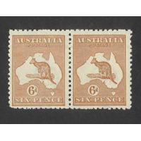 Australia Kangaroo 3rd WMK 6d Pale Chestnut Pair Stamps With Variety MUH 31-21