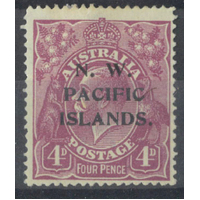 New Guinea - M.W.P.I. 1922 KGV Single Crown WMK 4d Stamp Violet SG123 MLH 31-21