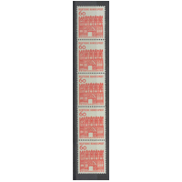 Germany West 1964-65 Buildings 60pf Roller Coil Number Strip/5 Stamps MUH 31-22