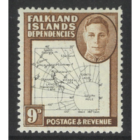Falkland Islands Dependencies 1948 Thin Map 9d Stamp Variety "Dot in T" SG G15a MLH 31-24