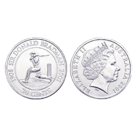 Australia 2001 Sir Donald Bradman 20c UNC Coin ex Mint Roll - Loose