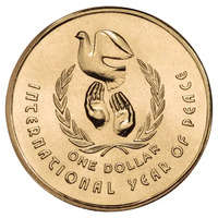 Australia 1986 International Year of Peace $1 One Dollar UNC Coin Loose