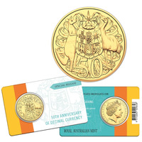 Australia 2016 50th Anniversary Of Decimal Currency Gold Plated 50c UNC Coin