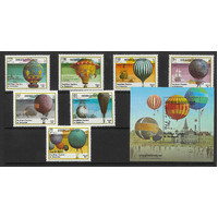 Cambodia 1983 Balloons Set of 7 Stamps & 1 Mini Sheet Scott 412/19 MUH 6-23