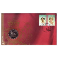 Australia 2002 QEII Accession Golden Jubilee Stamp & $1 UNC Coin Cover - PNC
