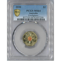 Australia 2020 Firefighters $2 Coloured UNC Coin PCGS MS64 Graded
