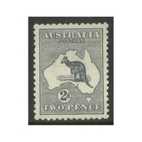 Australia Kangaroo Stamp 1st WMK 2d Grey SG3 (BW 5A) MUH