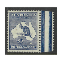 Australia Kangaroo Stamp 1st WMK 2½d Indigo SG4 (BW 9A) Gutter Margin MUH