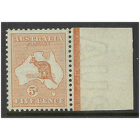 Australia Kangaroo Stamp 1st WMK 5d Pale Chestnut SG8 (BW 16B) Right Margin MUH