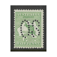 Australia Kangaroo Stamp 1st WMK ½d Green Perf Large OS SG O1 (BW 1Abc) MUH