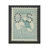 Australia Kangaroo Stamp 1st WMK 1/- Pale Blue-green Perf Small OS SG O25 (BW 30Dba) MUH