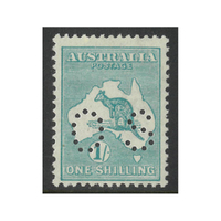 Australia Kangaroo Stamp 3rd WMK 1/- Bright Blue-Green Die IIB Perf OS SG O48B (BW 33Bba) MUH
