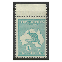 Australia Kangaroo Stamp Small Multi WMK 1/- Blue-Green SG109 (BW 34A) MUH Top Margin