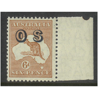Australia Kangaroo Stamp Small Multi WMK 6d Chestnut opt OS SG O127 (BW 22(OS)A) MUH Right Margin