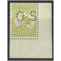 Australia Kangaroo Stamp 3rd WMK 3d Olive Die IIB Perf OS SG O45e (BW 14Ab) MUH Lower Right Corner