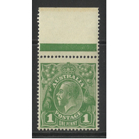 Australia KGV Stamps Single Crown WMK 1d Green SG76 (BW 77B) MUH Top Margin