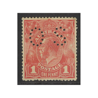 Australia KGV Stamps Single Crown WMK 1d Dull Carmine-Red Die II Perf OS SG O39h MUH