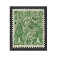 Australia KGV Stamps Single Crown WMK 1d Green Perf OS SG O79 (BW 77Bha) MUH