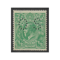 Australia KGV Stamps Large Multi WMK ½d Bluish Green Perf OS SG O61 (BW 65Aba) MUH