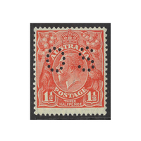 Australia KGV Stamps Small Multi WMK p13½x12½ 1½d Golden Scarlet Perf OS SG O100a (BW 92Hbc) MUH