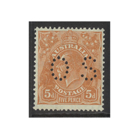 Australia KGV Stamps Small Multi WMK p13½x12½ 5d Deep Orange-Brown Perf OS SG O110 (BW 126Ab) MUH