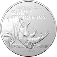 Australia 2023 Southern White Rhinoceros - Silver Investment 1oz Fine Silver Bullion $1 Coin in Capsule