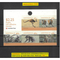 Australia 1994 Wildlife Kangaroo & Koala 10 Sheetlets/5 Stamps SG1459b MUH #1-6A