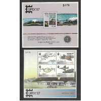 New Zealand 1987 RNZAF & National Parks 2 Mini Sheets Capex '87 MUH #1-5B