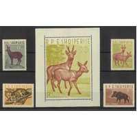 Albania 1962 Animals Perf Set/4 Stamps & Mini Sheet Scott 639/43 MUH #1-4D