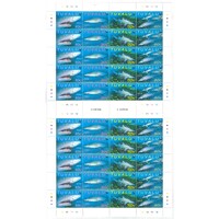 Tuvalu 2000 WWF Tiger Shark Strip of 4 Stamps in Full Sheet of 10 Sets MUH