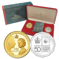 Australia 2002 Queen Elizabeth II 50th Anniversary Of Accession 2 Coin Proof Set