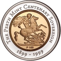 Australia 1999 $100 The Perth Mint Centenary Sovereign Uncirculated 