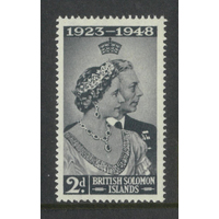 British Solomon Is. 1949 Silver Wedding 2d Stamp with Variety SG75a MUH 32-1