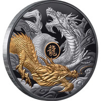 2024 Niue Lunar Dragon $10 5oz Gold-plated Silver Black Proof Coin  