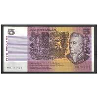 Australia 1976 $5 Banknote Knight/Wheeler R206b Gothic S/N Side Thread aEF #3-75