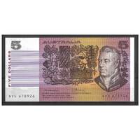 Australia 1976 $5 Banknote Knight/Wheeler R206c OCRB S/N Side Thread aUNC #3-76