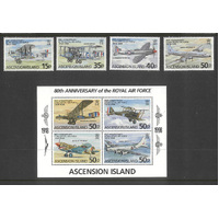 Ascension 1998 Royal Air Force 80th Anniv Set/4 Stamps & Mini Sheet SG742/46 MUH 32-17